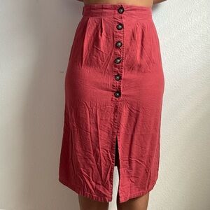 Button-Front Red Skirt